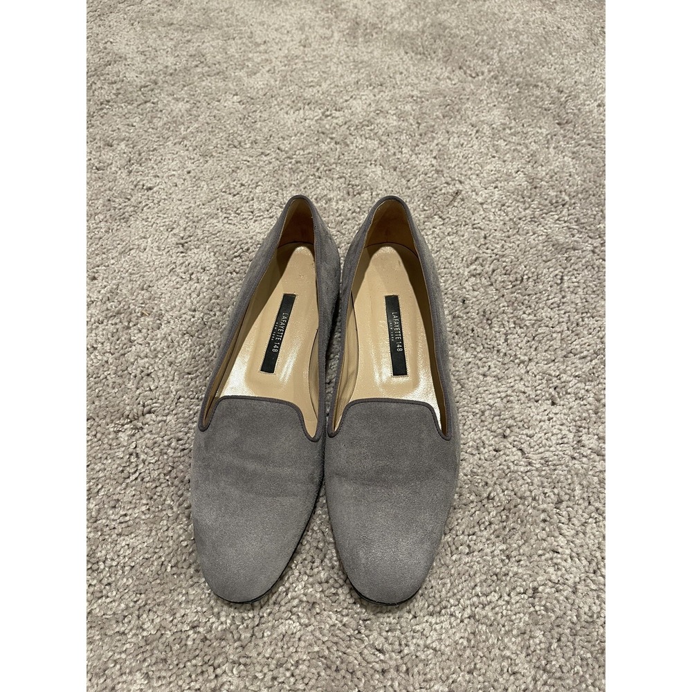 Lafayette 148 New York siena suede loafer SZ 7.5‎ EU 37.5 Gray Flats